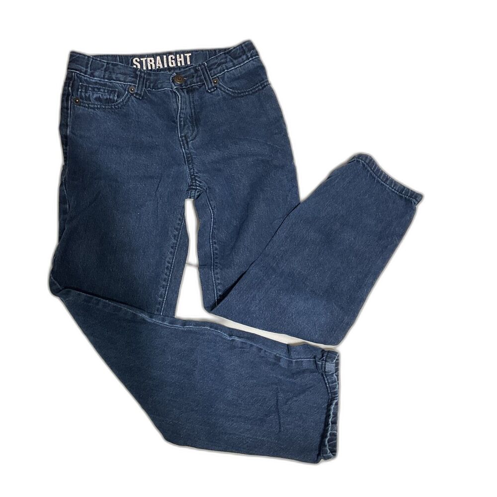 Crazy 8 Girl's Straight Leg Dark Wash Jeans Size 10 Adjustable Waist